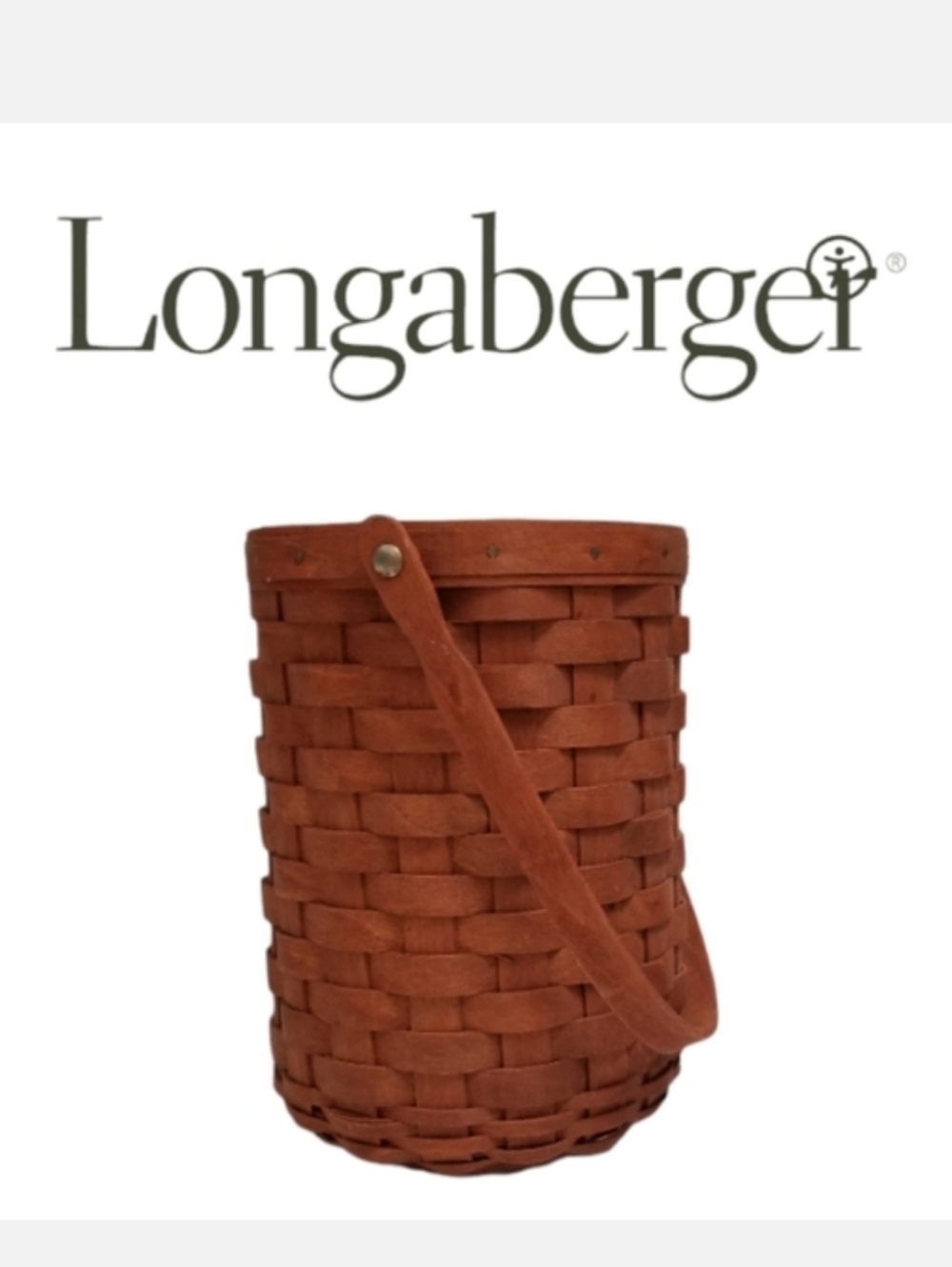 Longaberger 8" Round Fruit Basket Warm Brown Single Handle 2006